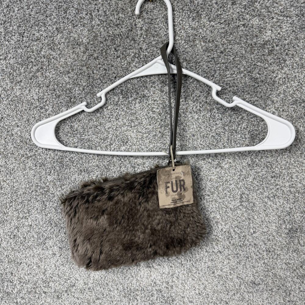Restoration Hardware Faux Mink Fur IPhone 4 Case Wristlet Pouch Old Money Chic
